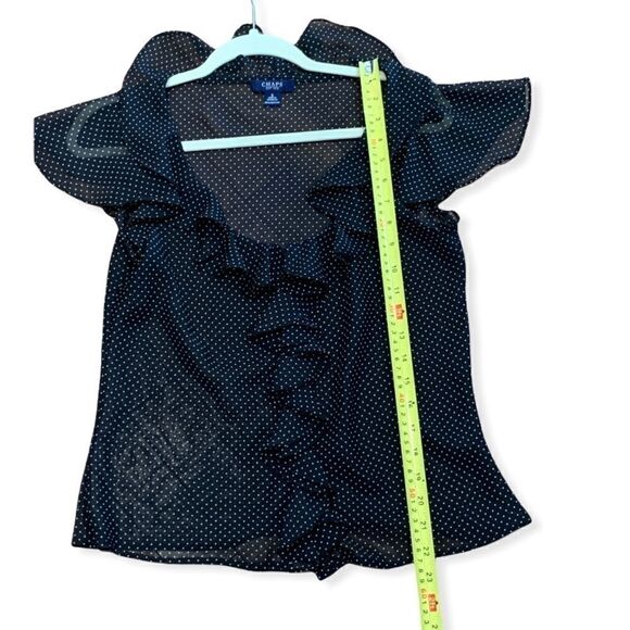 CHAPS Sheer Polka Dot Ruffled Top - Picture 6 of 6